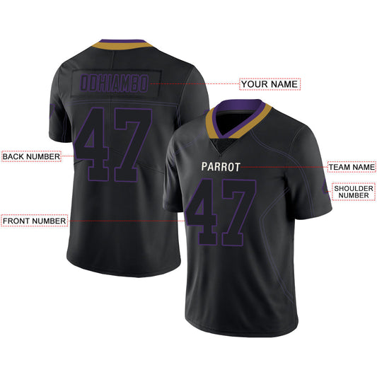 Custom B.Ravens Men's American Black Fashion Vapor Limited Stitched Football Jerseys