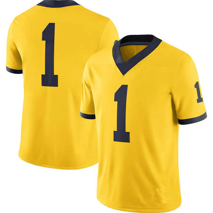 #1 M.Wolverines Jordan Brand Alternate Game Jersey  Maize Stitched American College Jerseys