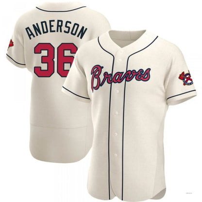 Atlanta Braves #36 Ian Anderson Cream Alternate Jersey Stitches Baseball Jerseys