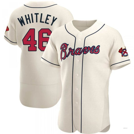 Atlanta Braves #46 Chase Whitley Cream Alternate Jersey Stitches Baseball Jerseys