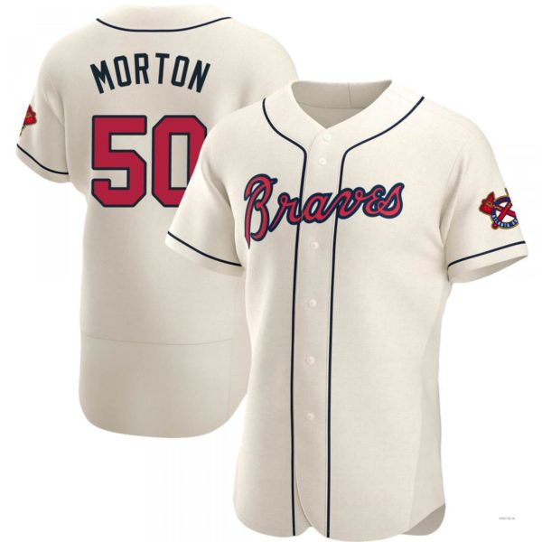 Atlanta Braves #50 Charlie Morton Cream Alternate Jersey Stitches Baseball Jerseys
