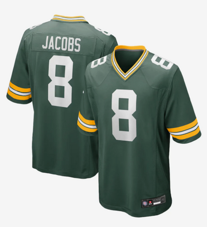 GB.Packers #8 Josh Jacobs Player Green Replica Game Football Jerseys