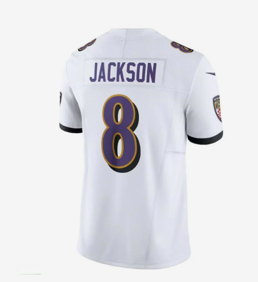 B.Ravens #8 Lamar Jackson White Vapor F.U.S.E. Limited Jersey Stitched American Football Jerseys