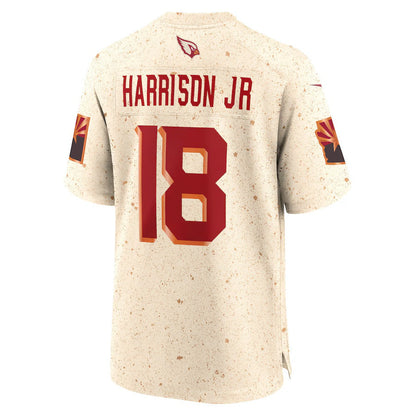 A.Cardinals #18 Marvin Harrison Jr. 2025 Rivalries Collection Game Jersey-Nery - Natural Stitched American Football Jersey-Nerys