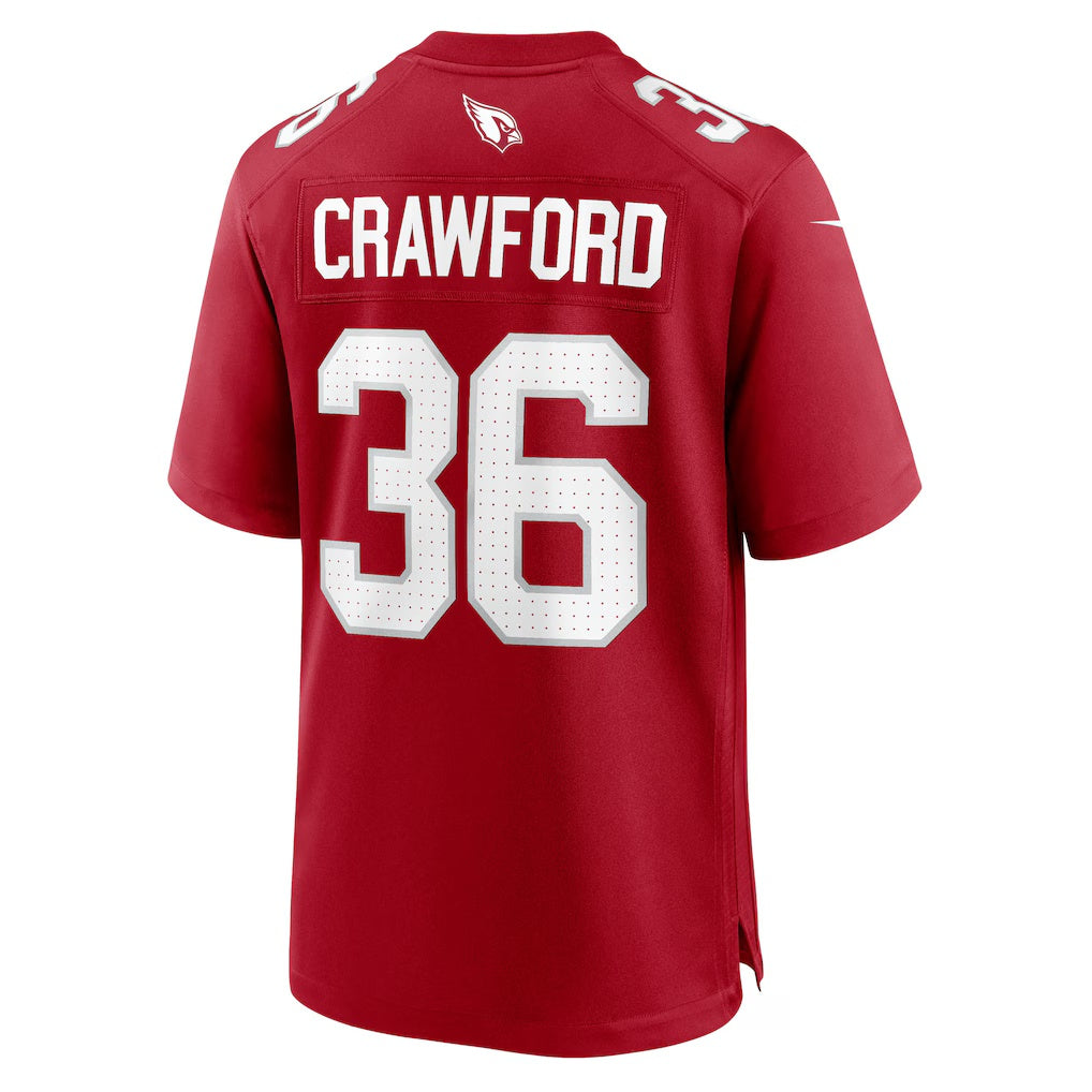 A.Cardinals #36 Kitan Crawford Cardinal Team Game Jersey Stitched American Football Jerseys