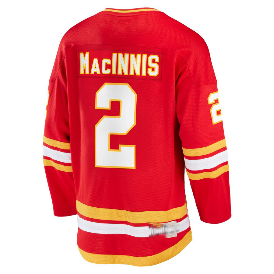 C.Flames #2 Al Macinnis Fanatics Branded Breakaway Retired Player Jersey Red Stitched American Hockey Jerseys CROVYIE