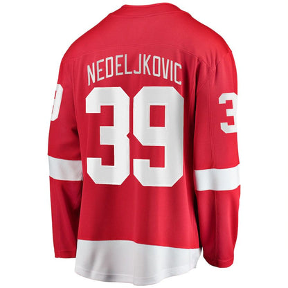 D.Red Wings #39 Alex Nedeljkovic Fanatics Branded Home Breakaway Player Jersey Red Stitched American Hockey Jerseys CROVYIE