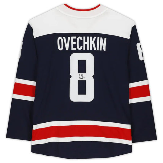 W.Capitals #8 Alex Ovechkin Fanatics Authentic Autographed Branded Alternate Breakaway Jersey Navy Stitched American Hockey Jerseys CROVYIE