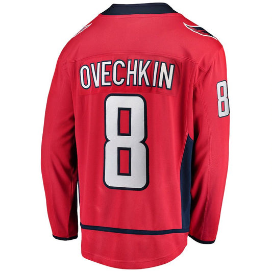 W.Capitals #8 Alex Ovechkin Fanatics Branded Breakaway Player Jersey Red Stitched American Hockey Jerseys CROVYIE