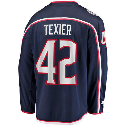 C.Blue Jackets #42 Alexandre Texier Fanatics Branded Home Breakaway Player Jersey Navy Stitched American Hockey Jerseys CROVYIE