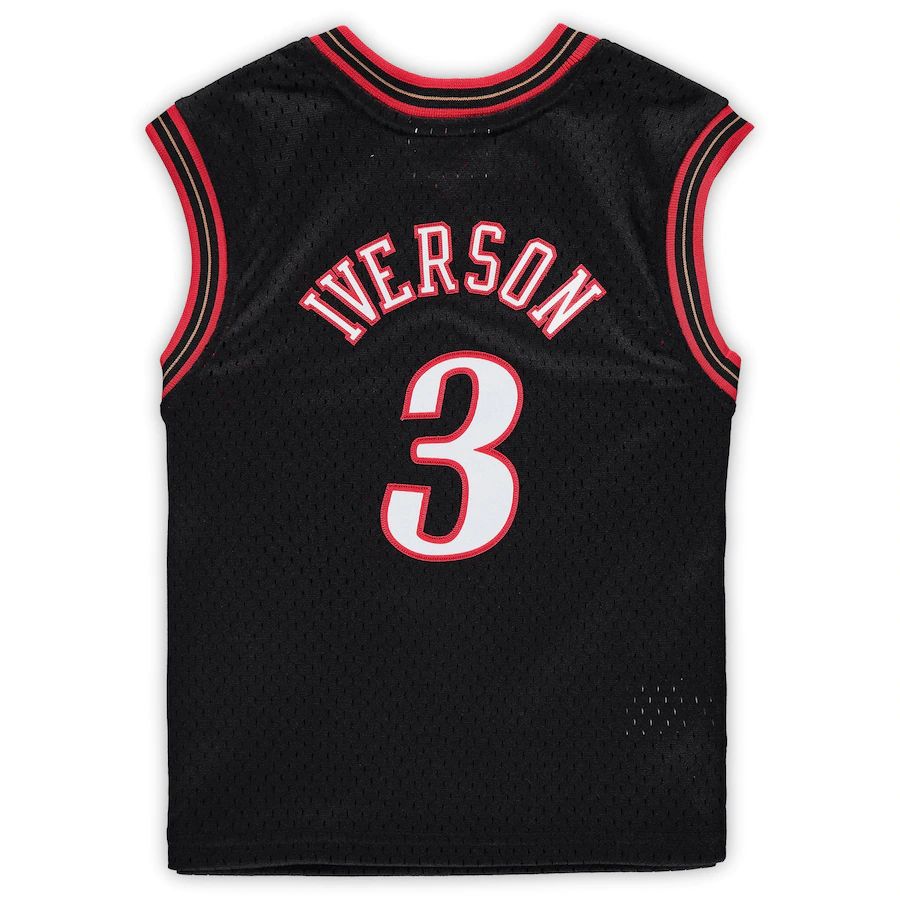 PH.76ers #3 Allen Iverson Mitchell & Ness Preschool 2000-2001 Hardwood Classics Throwback Team Jersey Black Stitched American Basketball Jersey
