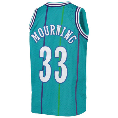 C.Hornets #33 Alonzo Mourning Mitchell & Ness 1992-93 Hardwood Classics Swingman Jersey Teal Stitched American Basketball Jersey