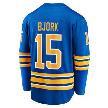 B.Sabres #15 Anders Bjork Fanatics Branded Team Home Breakaway Player Jersey  Royal Stitched American Hockey Jerseys CROVYIE