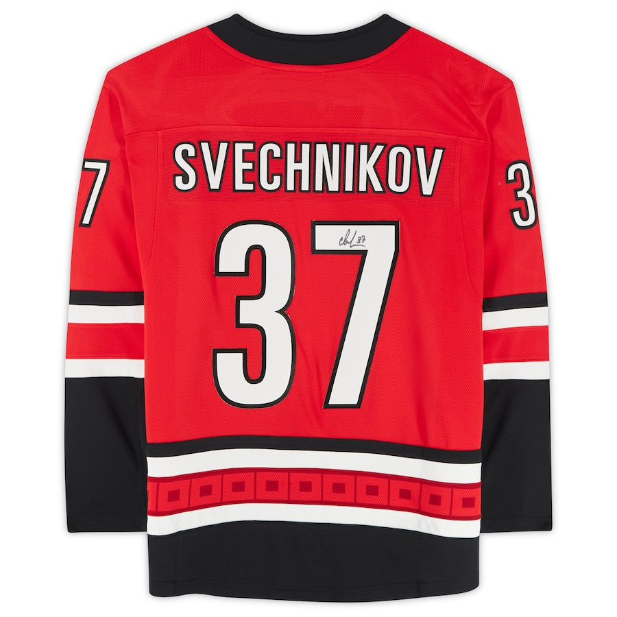 C.Hurricanes #37 Andrei Svechnikov Fanatics Authentic Autographed Fanatics Breakaway Jersey Red Stitched American Hockey Jerseys CROVYIE