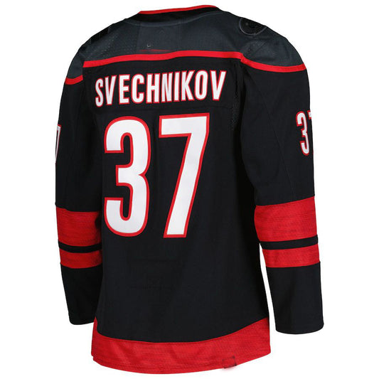 C.Hurricanes #37 Andrei Svechnikov Primegreen Authentic Pro Alternate Player Jersey Black Stitched American Hockey Jerseys CROVYIE