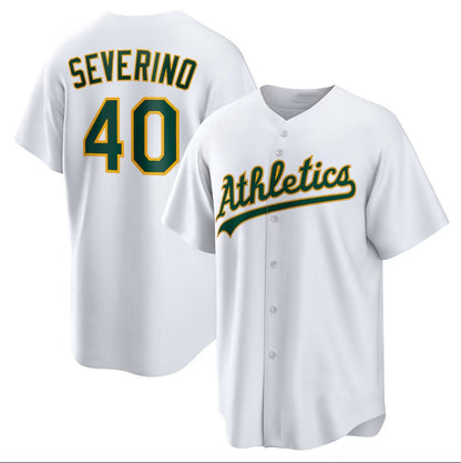 Oakland Athletics #40 Luis Severino Home Replica Jersey - White Stitched Baseball Jersey