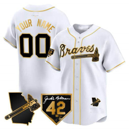 Custom Atlanta Braves 2024 Robinson & Georgia Patch Vapor Premier Limited ¨C All Stitched Baseball Jersey