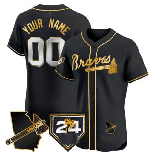 Custom Atlanta Braves 2024 Spring Training & Georgia Patch Vapor Premier Elite ¨C All Stitched Baseball Jersey