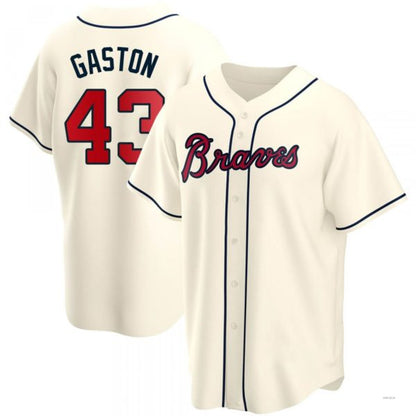 Atlanta Braves #43 Cito Gaston Cream Alternate Jersey Stitches Baseball Jerseys