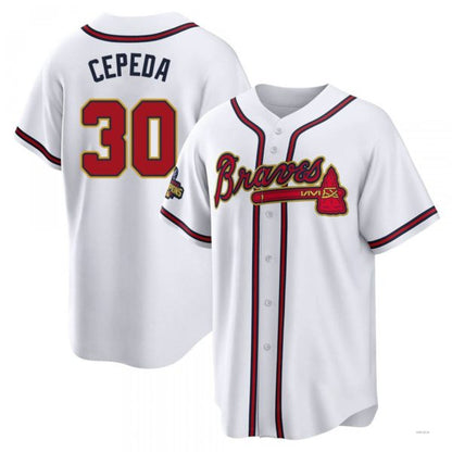 Atlanta Braves #30 Orlando Cepeda Gold White 2022 Program Jersey Stitches Baseball Jerseys