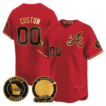 Custom Atlanta Braves Hank Aaron 715th Home Run Patch Vapor Premier Limited V2 ¨C All Stitched Baseball Jersey