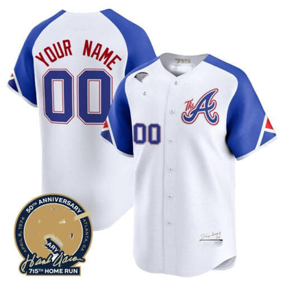 Custom Atlanta Braves Hank Aaron 715th Home Run Patch Vapor Premier Limited V2 ¨C All Stitched Baseball Jersey