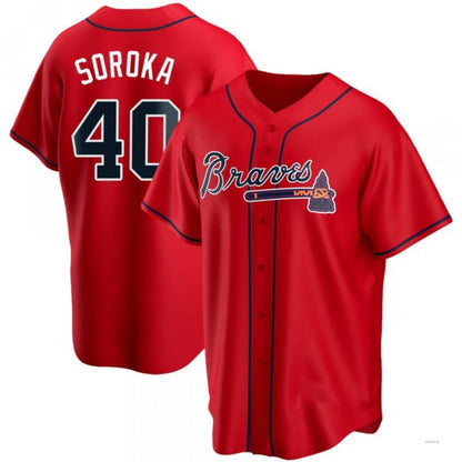 Atlanta Braves #40 Mike Soroka Red Alternate Jersey Stitches Baseball Jerseys