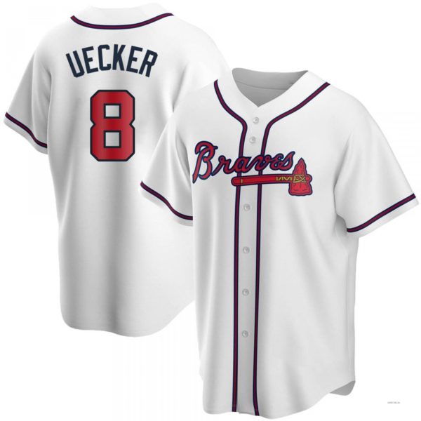 Atlanta Braves #8 Bob Uecker White Home Jersey Stitches Baseball Jerseys