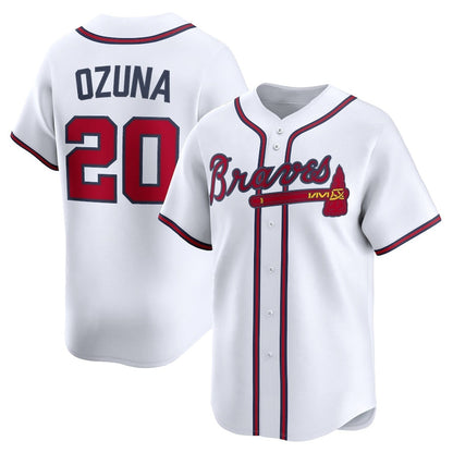 Atlanta Braves #20 Marcell Ozuna Home Limited Player Jersey - White Baseball Jerseys