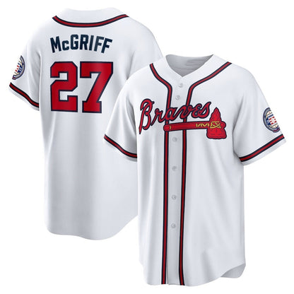 Atlanta Braves #27 Fred McGriff 2023 Hall of Fame Patch Inline Replica Jersey - White Baseball Jerseys