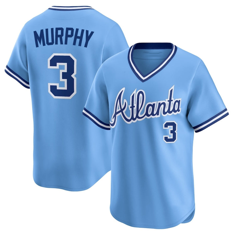 Atlanta Braves #3 Dale Murphy Throwback Cooperstown Collection Limited Jersey - Light Blue Baseball Jerseys