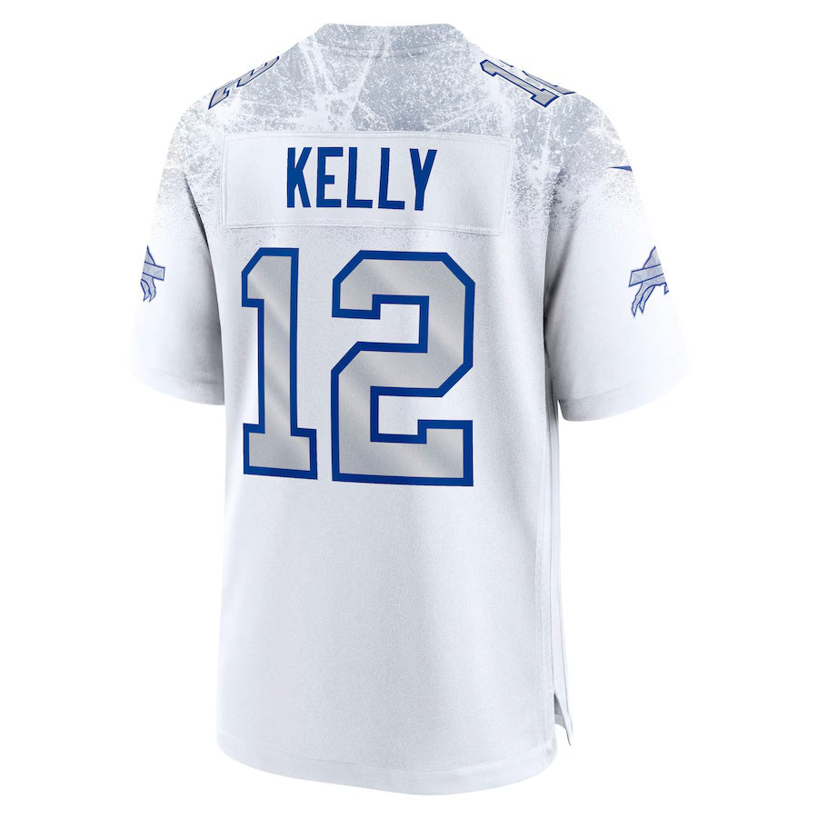 B.Bills #12 Jim Kelly 2025 Rivalries Collection Retired Player Game Jersey-Nery - White Football Stitched American Jersey-Nerys