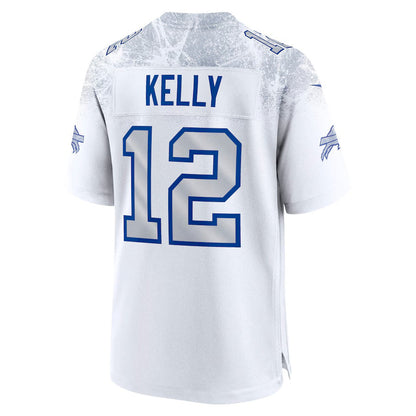 B.Bills #12 Jim Kelly 2025 Rivalries Collection Retired Player Game Jersey-Nery - White Football Stitched American Jersey-Nerys