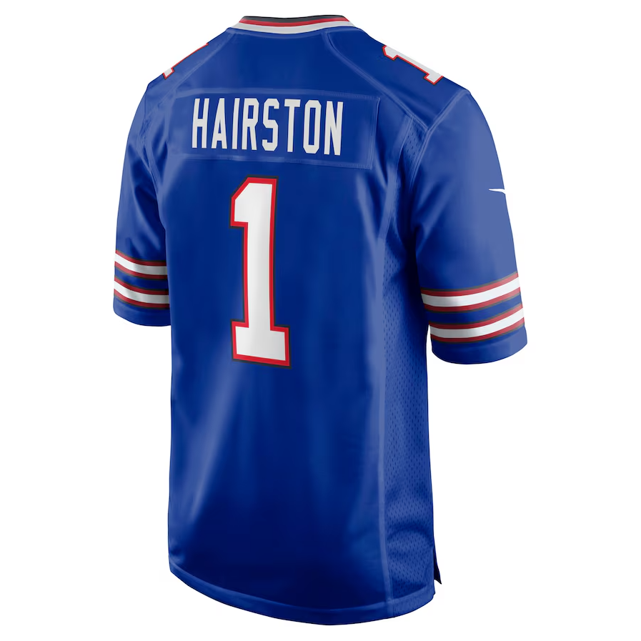 B.Bills #1 Maxwell Hairston Royal 2025 Draft First Round Pick Game American Football Jerseys