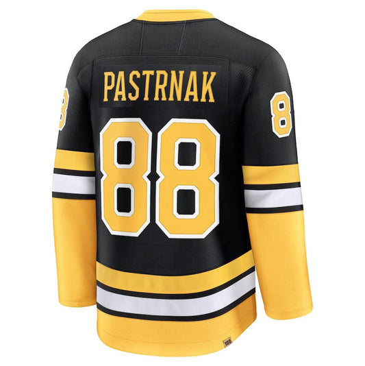 B.Bruins #88 David Pastrnak Fanatics Alternate 100th Anniversary Premium Jersey - Black Stitched American Hockey Jerseys CROVYIE