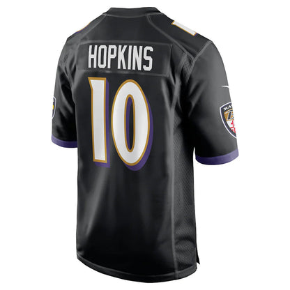 B.Ravens #10 DeAndre Hopkins Player Black Home Game Football Jerseys
