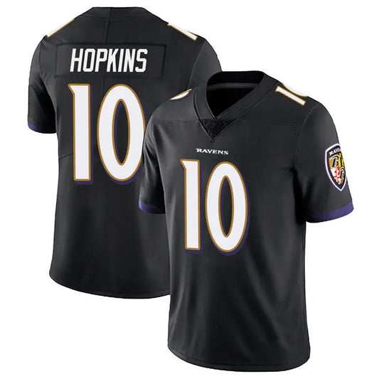 B.Ravens #10 DeAndre Hopkins Player Black Vapor Limited Football Jerseys