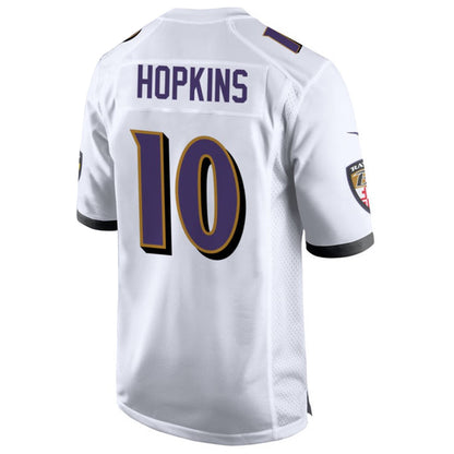 B.Ravens #10 DeAndre Hopkins Player White Home Game Football Jerseys
