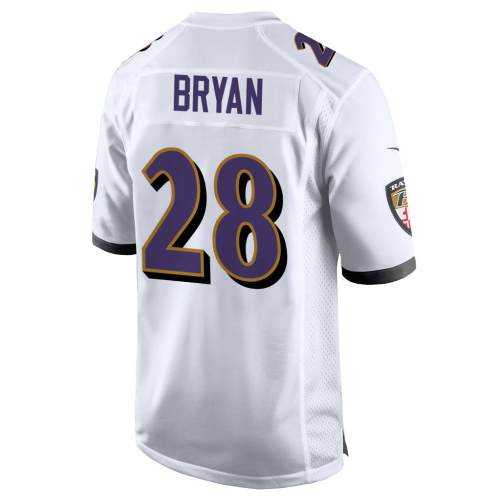 B.Ravens #28 Taven Bryan Player White Home Game Football Jerseys
