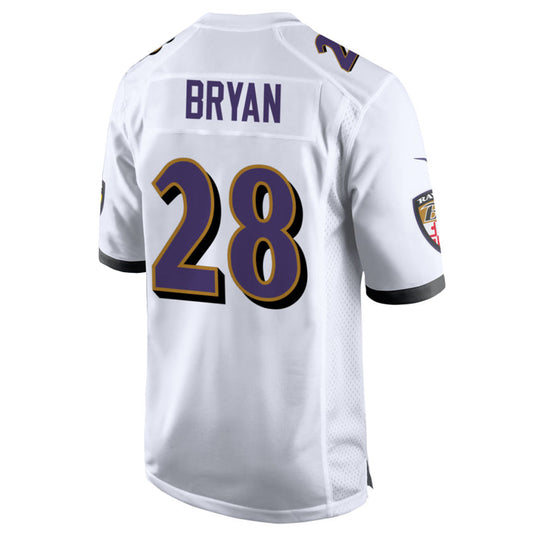 B.Ravens #28 Taven Bryan Player White Home Game Football Jerseys