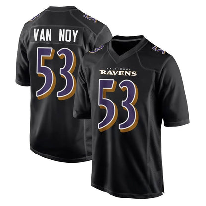 B.Ravens #53 Kyle Van Noy Player Carbon Black Fashion Football Jerseys