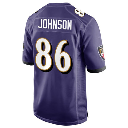 B.Ravens #86 Cornelius Johnson Player Purple Home Game Football Jerseys