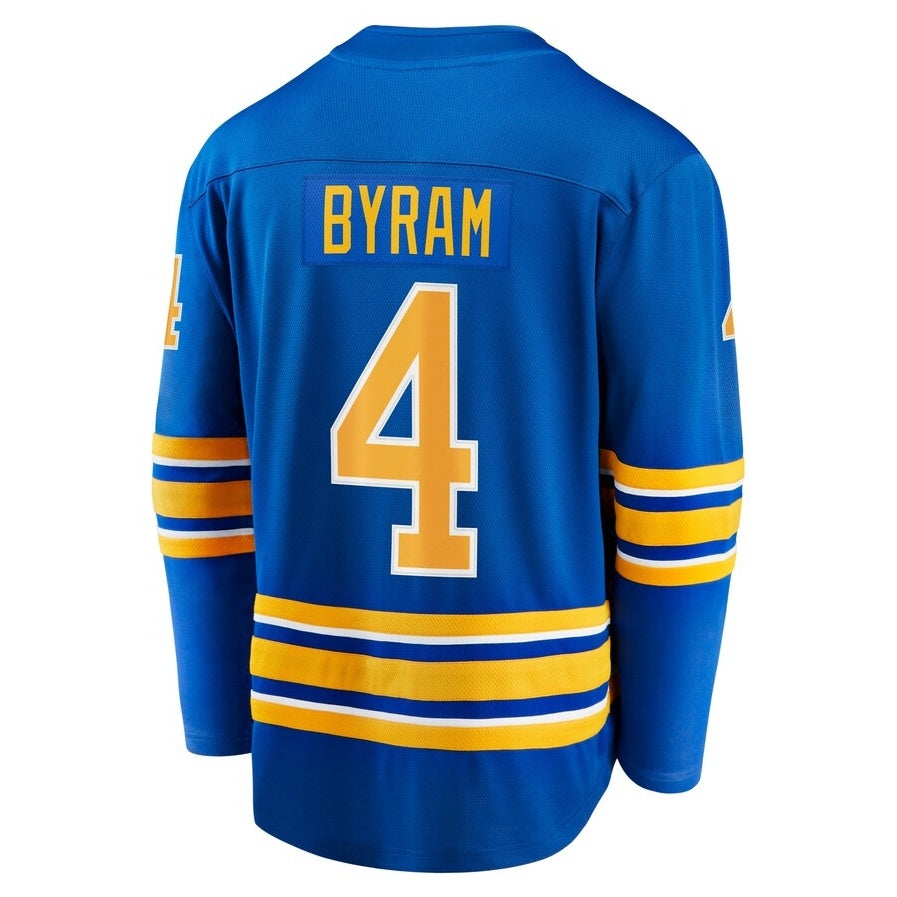 B.Sabres #4 Bowen Byram Fanatics Home Breakaway Jersey - Royal Stitched American Hockey Jerseys CROVYIE