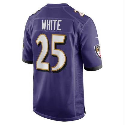 B.Ravens #25 Tre'Davious White Purple Team Game Stitched American Football Jerseys