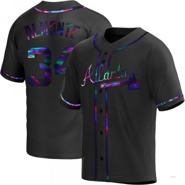 Atlanta Braves #34 AbNERY2025m Almonte Black Holographic Alternate Jersey Stitches Baseball Jerseys