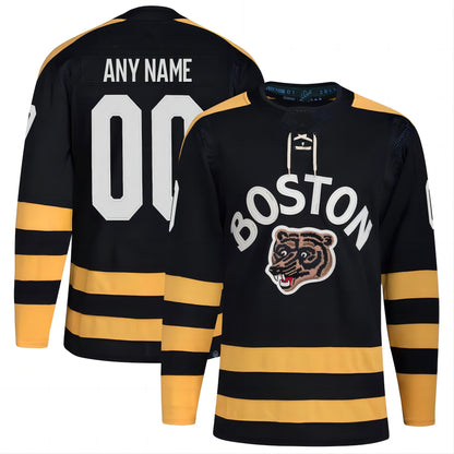 B.Bruins 2023 Winter Classic Authentic Custom Jersey - Black Stitched American Hockey Jerseys CROVYIE