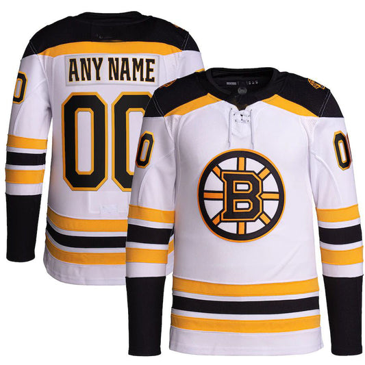 Custom B.Bruins Away Primegreen Authentic Pro Jersey White Stitched American Hockey Jerseys CROVYIE