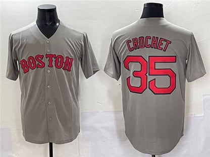 Boston Red Sox #35 Garrett Crochet Gray Cool Base Stitched Baseball Jersey