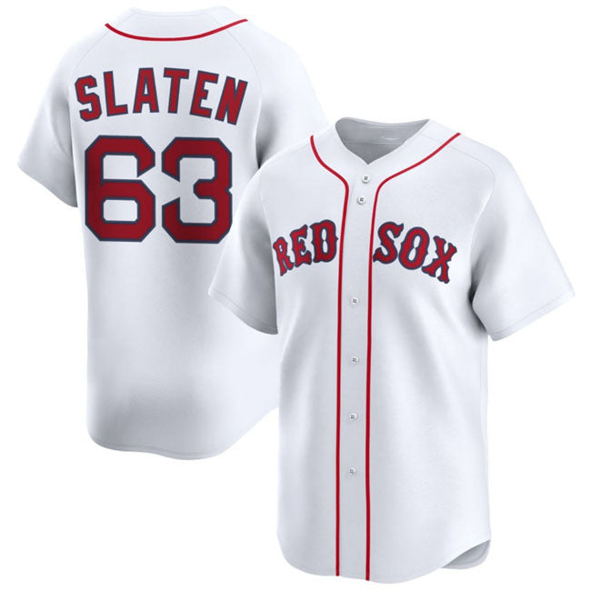 Boston Red Sox #63 Justin Slaten White 2025 Home Limited Stitched Baseball Jersey