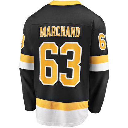 B.Bruins #63 Brad Marchand Fanatics Branded Alternate Premier Breakaway Player Jersey Black Stitched American Hockey Jerseys CROVYIE